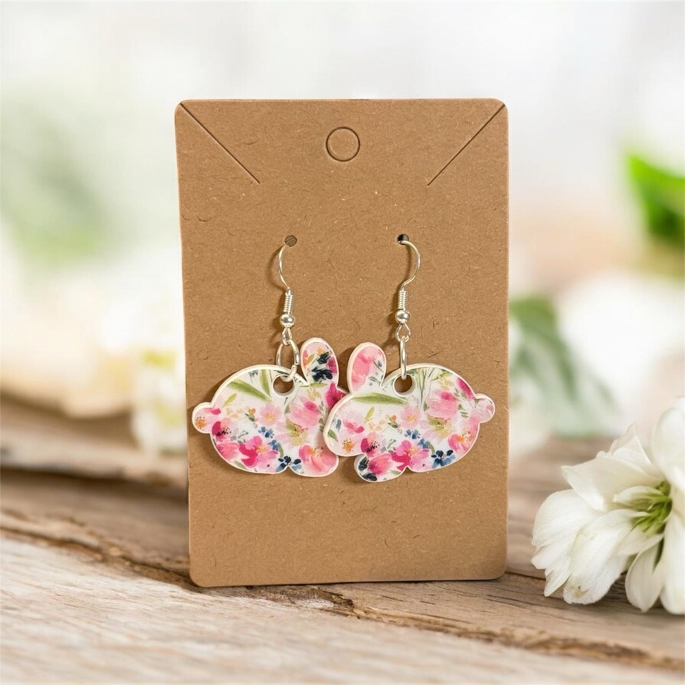 Floral Pink and White Earrings